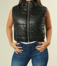 Pleather Mock Neck Vest